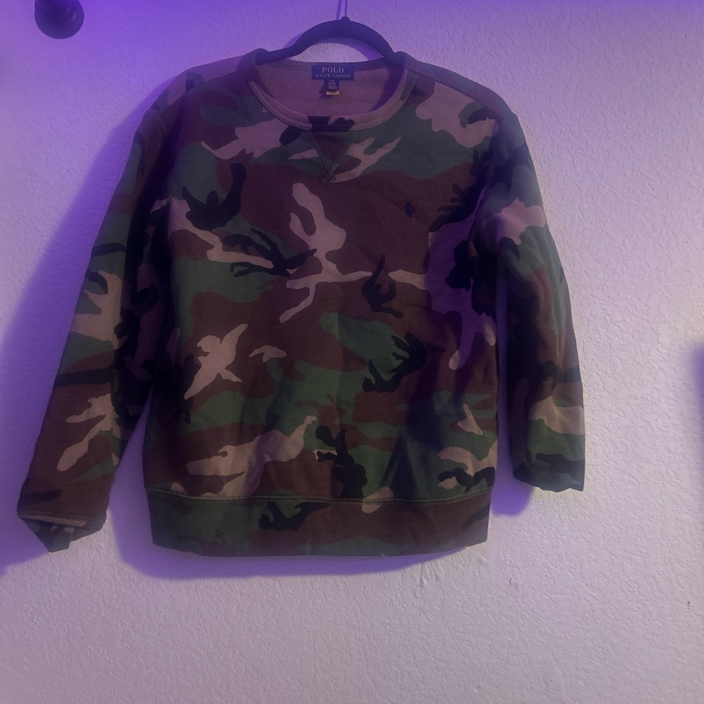 Ralph Lauren Men's Green Camouflage Crewneck Sweater